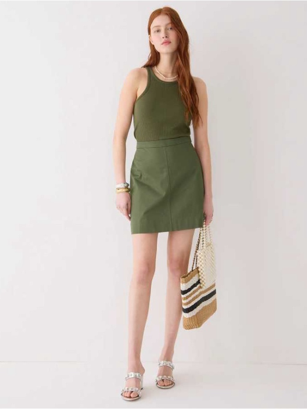 NWT J.Crew Natasha Cypress Olive A-Line Mini Skirt Minimalist Preppy Coastal 8